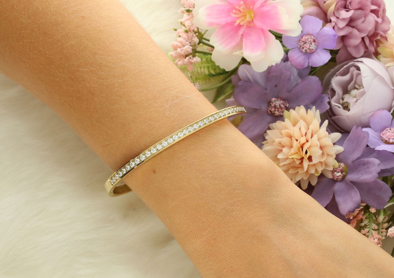 Bransoletka Nomination Pretty Bangle 029506 020 – Białe Cyrkonie, Złota Stal PVD.jpg